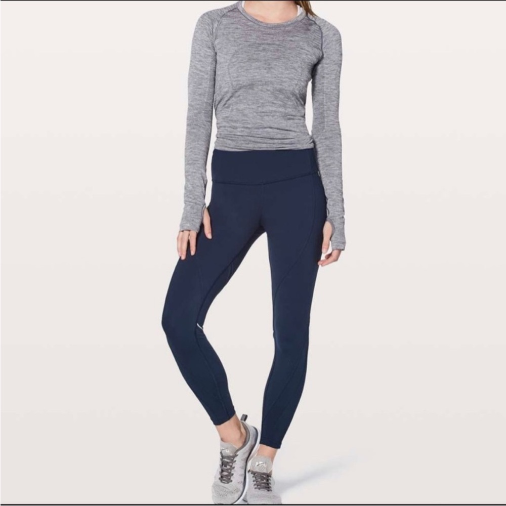 Lululemon chasing miles tights leggings blue‎ turquoise size 4 reflective 25”